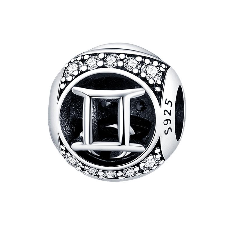 100% Copper 12 Constellation Abacus Series Charms Beads Fit Pan Original Bracelets Diy Jewelry Fine Making Gifts