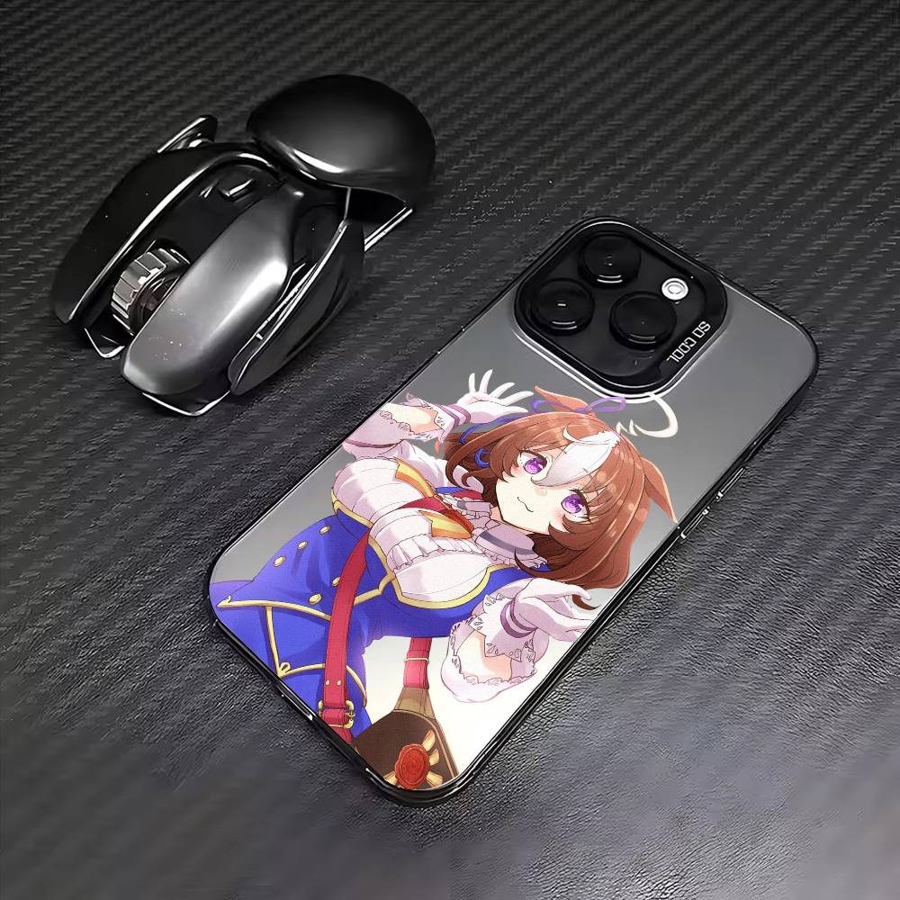 Uma Musume Pretty Derby Phone Case For iPhone17,16,15,14,13,12,11 Plus,Pro Max Colored Silver Plated Inside Cover