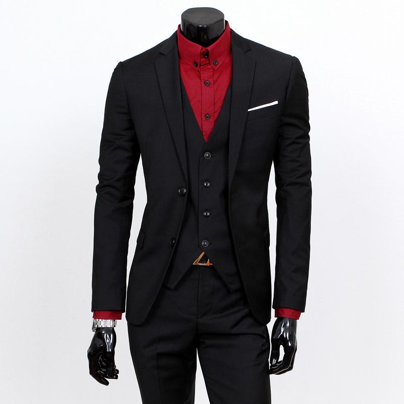Men's Slim Fit Three-Piece Suit - British Casual Business & Wedding Style