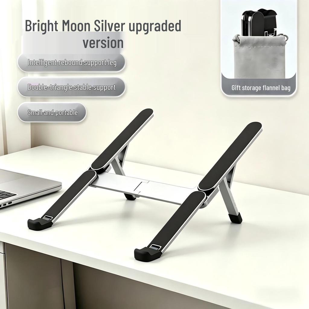 Aluminum Alloy Folding Laptop Stand: Portable Gaming, Cooling & Height Adjustable.