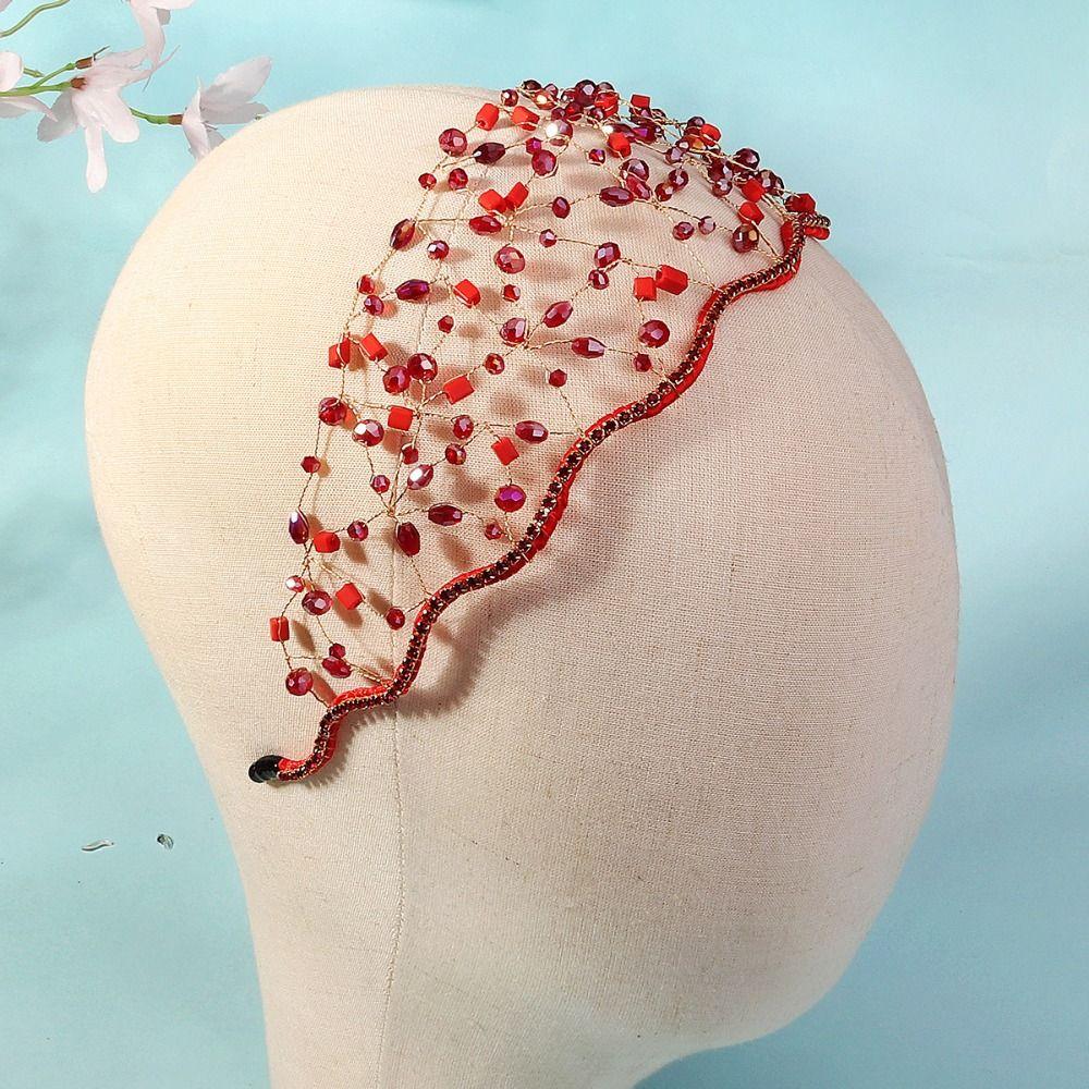 Wedding Headpieces Crystal Beads Hair Net Crown Elegant Headbands Bride Hair Bands  Party