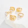 DIEZI Vintage Beach Style Big Acrylic Rhinestone Rings For Women Men Girls Punk Gold Color Geometric Knuckle Joint Ring Jewelry