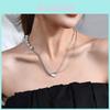 Stylish Retro Reflective Pearl Inlaid Titanium Steel Necklace Featuring Heart Shaped Cat Eye Stone