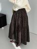 Women's Retro Coffee Floral Tiered Half-Skirt: Elastic Waist, Slimming Fit, Good Drape