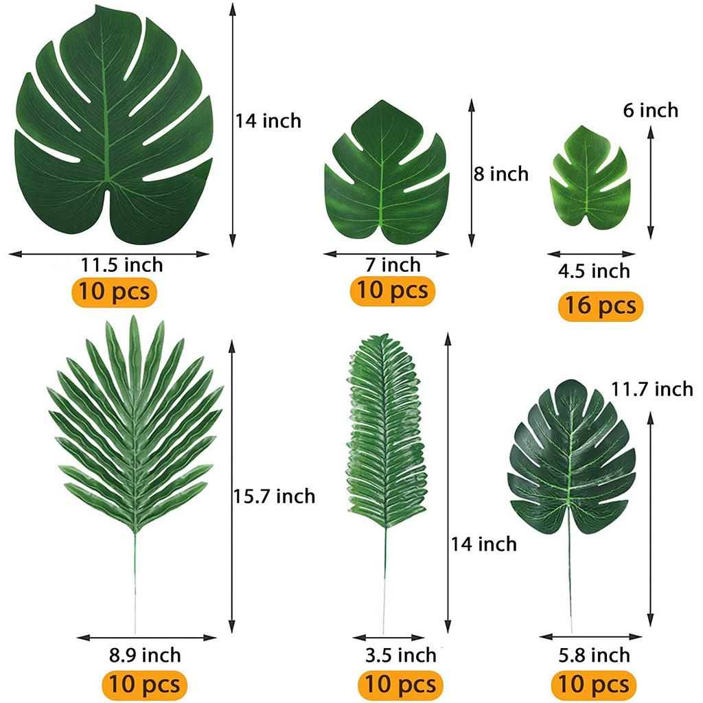 Tropical Plant Decor Set With Artificial Palm Leaves For Hawaii Jungle Party Supplies