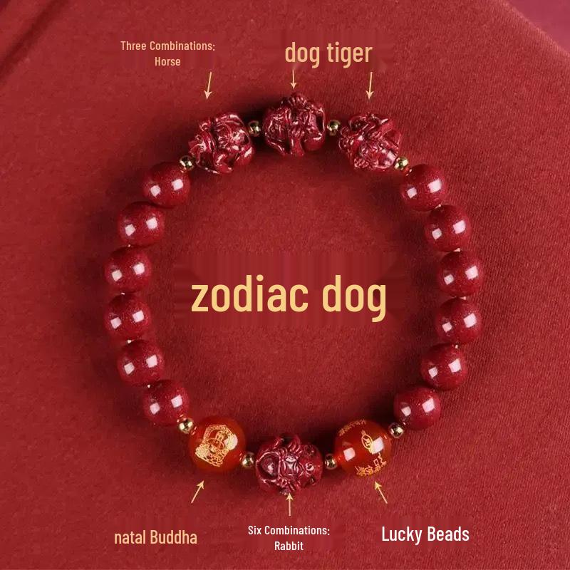 Twelve Zodiac Bracelet for Men & Women - Cinnabar Six Harmonies Beads, Lucky Charm, Perfect Benming Year Gift