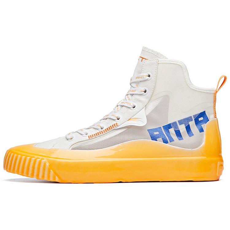 New Anta Anti Slip Wear Resistant High Top Canvas Shoes White Orange 112028656-4