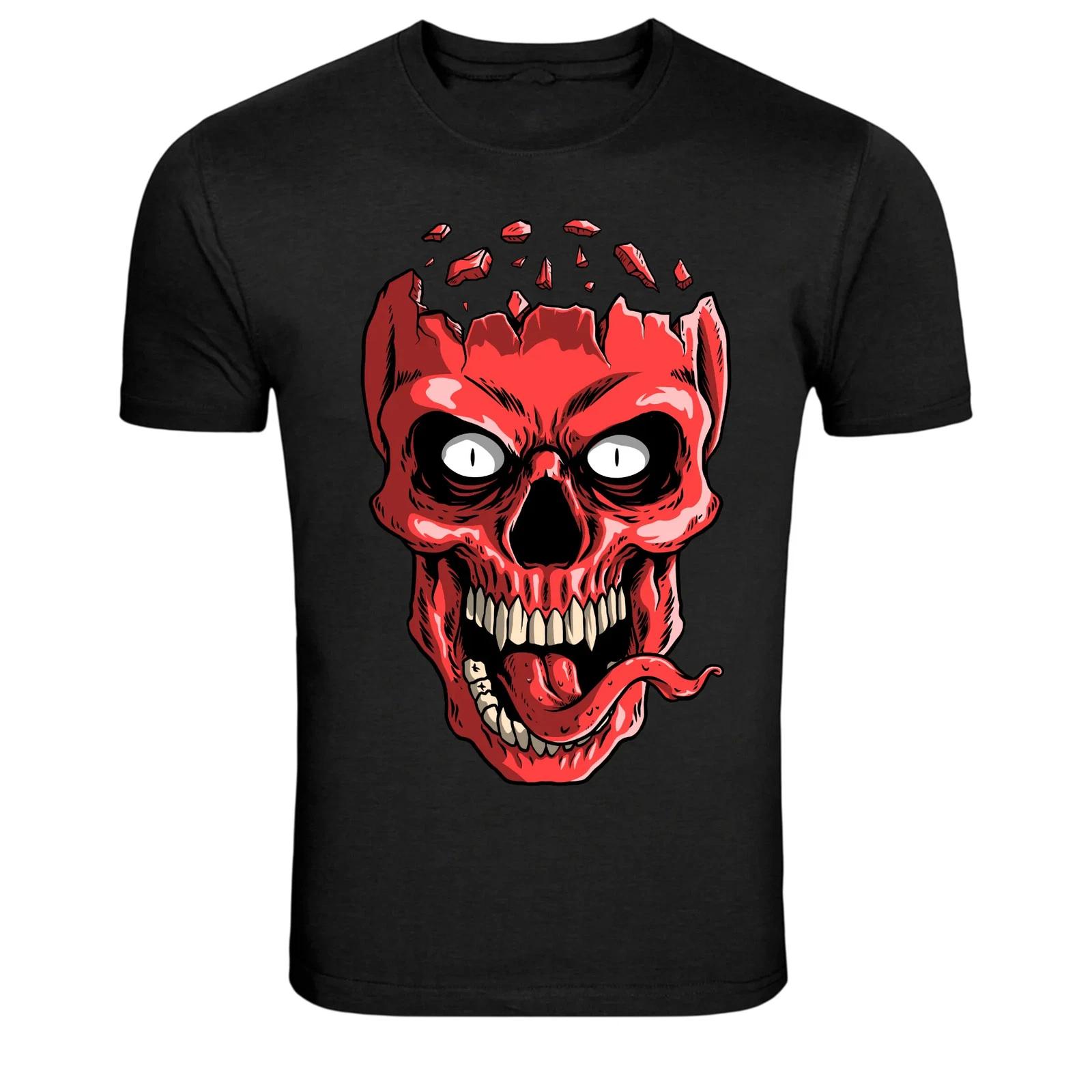 Red Demon Skull Horror Monster Graphic T-Shirt XXL