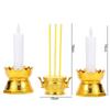 Flickering Candle Flame Lotus Candle Set Gold White Plastic Candle Incense Burner Set with Batteries LED Light