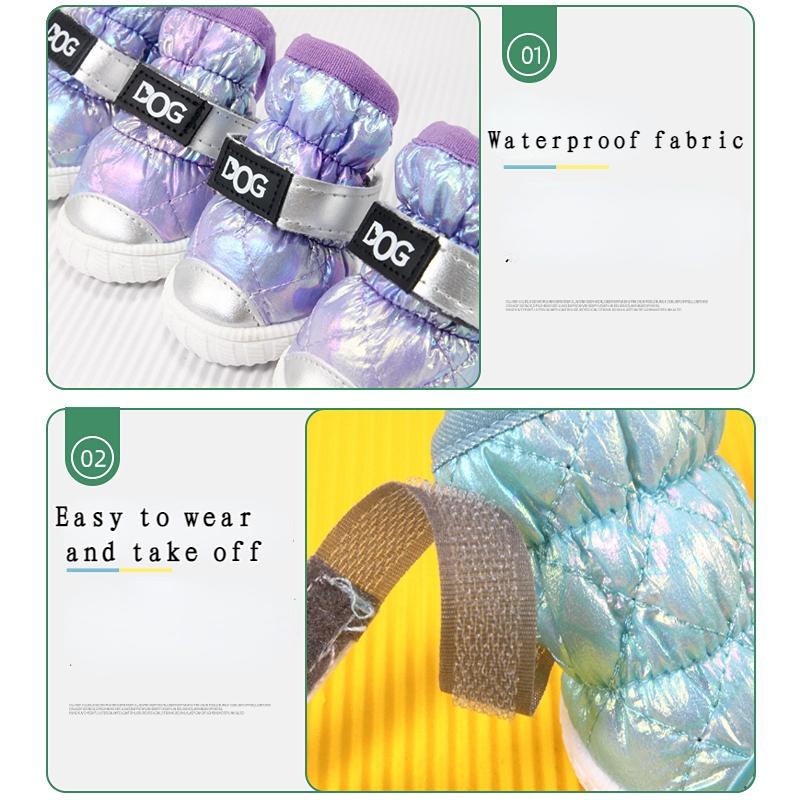 4 Pcs/Set Waterproof Winter Dog Shoes For Small Dogs Warm Fleece Puppy Pet Shoes Dog Snow Boots Chihuahua Yorkie Teddy Shoes