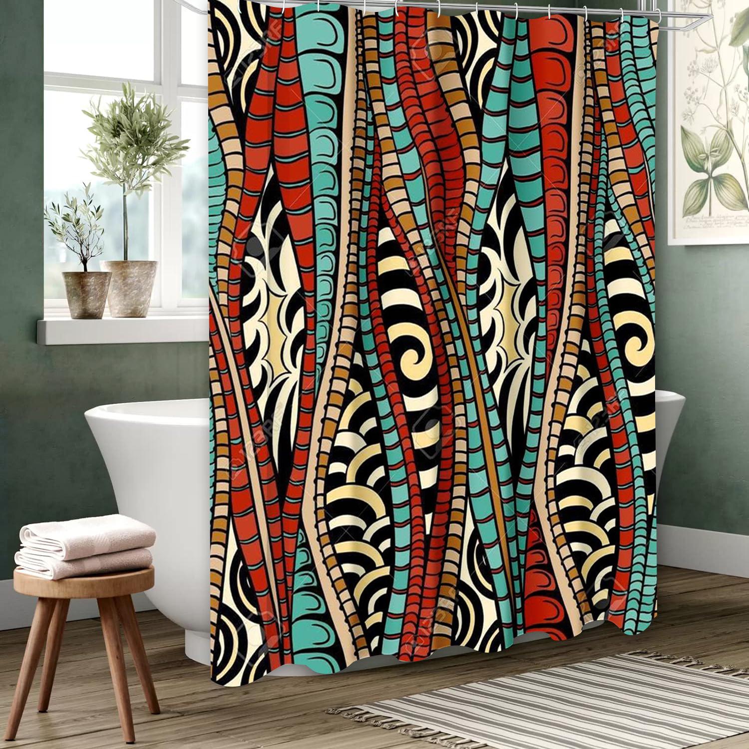 

Этнический стиль Занавеска для ванной Занавеска для душа для ванной Водонепроницаемая с 12 крючками Домашний декор Бесплатная доставка 180x180cm curtain синий