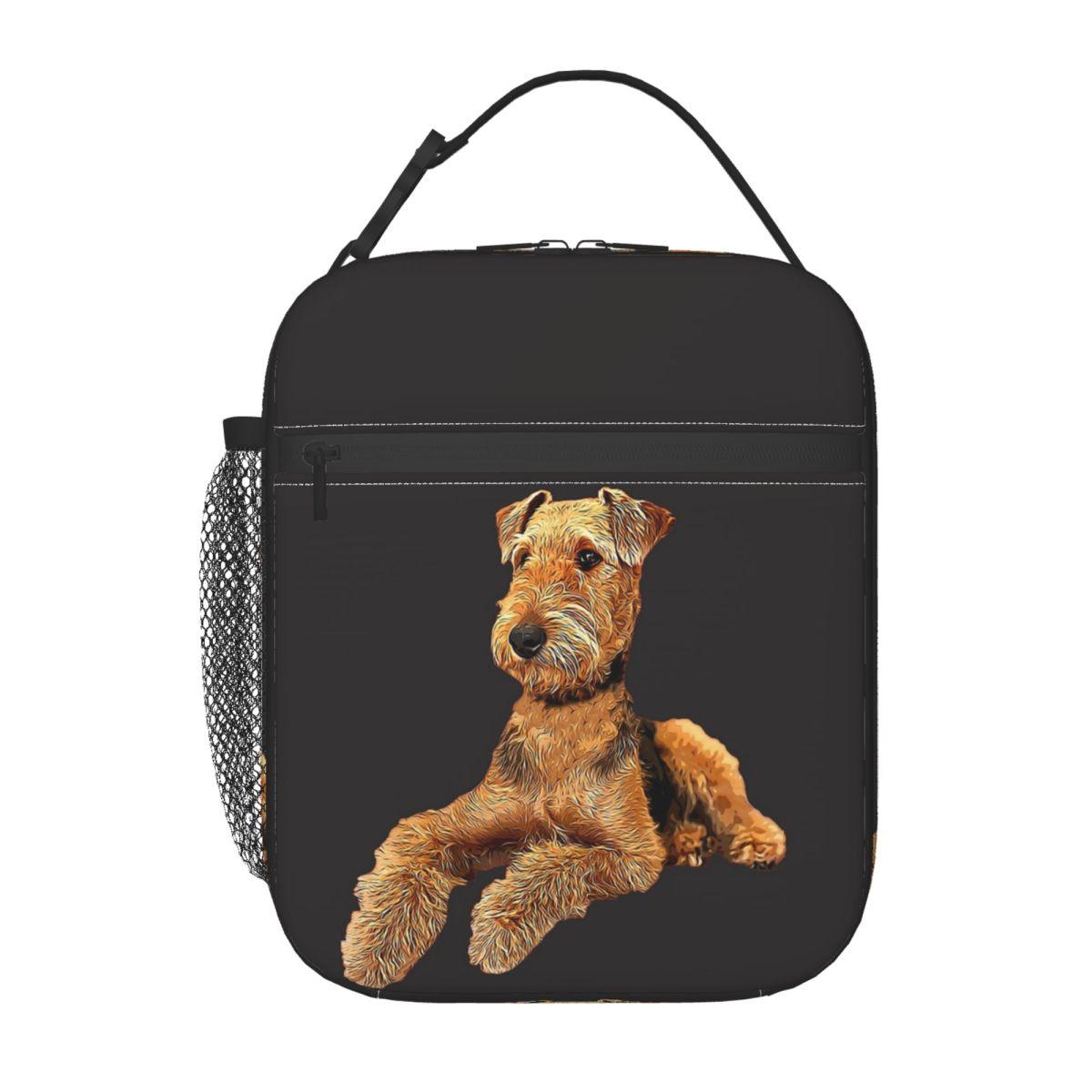 Terrier Airedale Beau Chien Sac à Déjeuner Isotherme pour Femmes Bureau Glacière Thermique Boîte à Repas Sac Cabas Boîtes à Déjeuner Portables Contenant One Size black