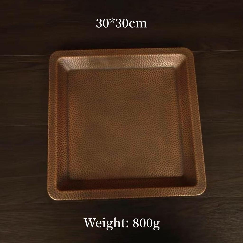 Multiple Sizes Rectangle Shape Copper Fruit Tray,Vintage Hammer Texture Home Food Plate Tableware,Snack Disc Table Decoration