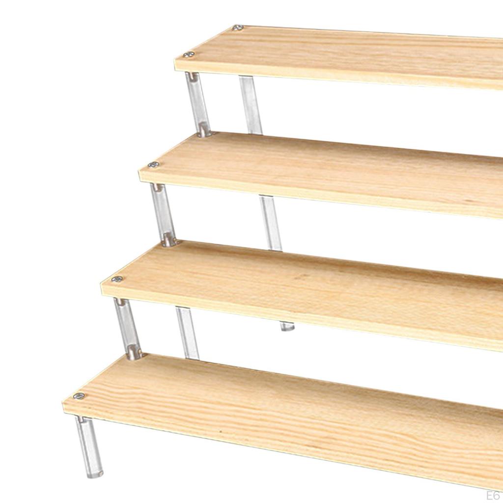 Clear Acrylic Display Riser Shelf Organizer Cupcakes Holder Showcase Fixtures Wood
