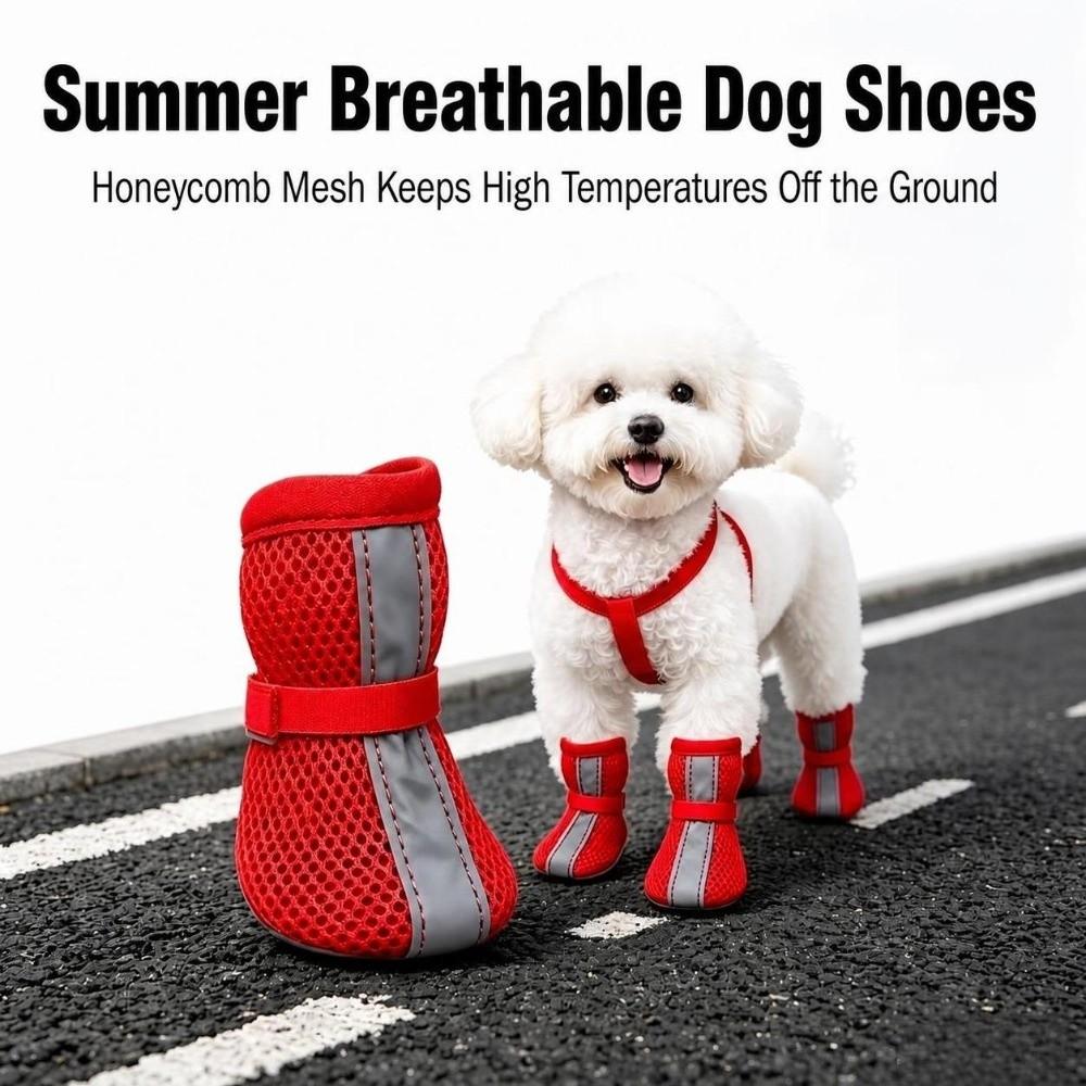 4PCS/SET Non-Slip Dog Shoes Breathable Pet Paw Protector Durable Pet Booties for Pets