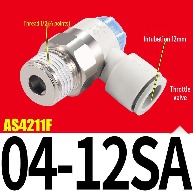 SMC AS1201F Pneumatic Speed Control Valve - Adjustable Throttle Push-Lock Fitting for Cylinder Control
