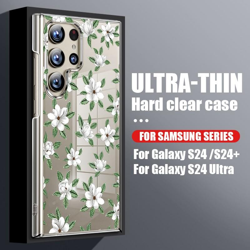 

Для Samsung S24 S22 Ultra Plus S23 S21 S20 Fe A55 A54 A52 A34 A15 5g противоударный глянцевый чехол с бабочкой и цветочным узором, жесткий тонкий чехол для ПК Samsung S24