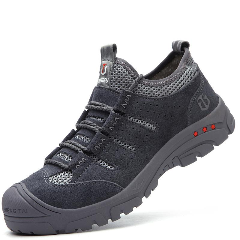 Fashion Men's Safety Shoes Puncture-Proof Outdoor Sneakers for Man Steel Toe Indestructible Safety Boots Men Work Shoes Suede Work Boots