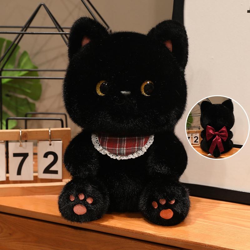 Sitting Kitten Plush Toy Cartoon Siamese Black 3-Color Cat Doll Soft Fluffy Cartoon Animal Plushie Appeasing Birthday Gift
