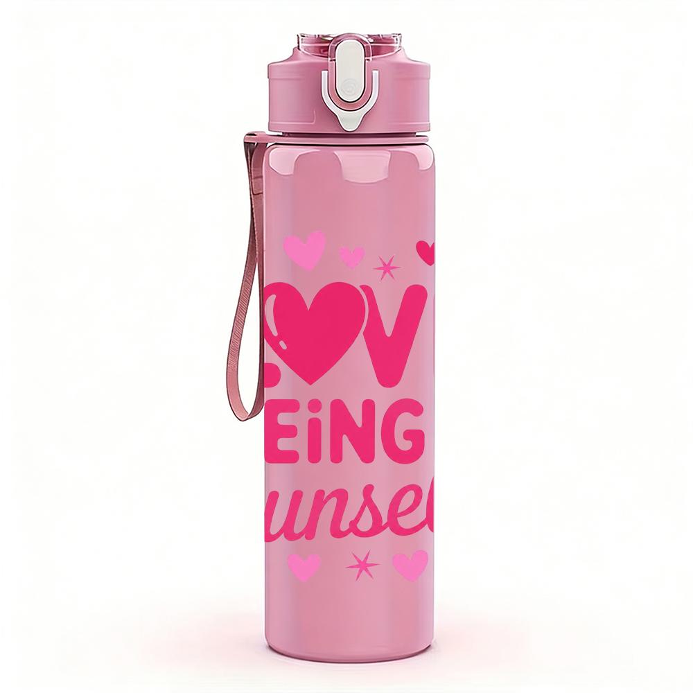 1PC Love Being Counselor Text Graphic,750ml Color Plastic Sports Water Bottle,Leakproof Flip Straw Lid,Suitable for Sports Office Home Use