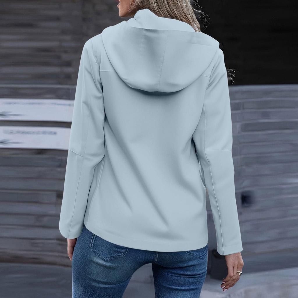 Women's Softshell Jacket Zip Up Adjustable Cuffs Windbreaker Waterproof Hooded Jacket Outdoor Hiking Outfits