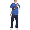 Nike SB Einfarbige, einreihige Baseballjacke mit Logo-Stickerei, Slim-Fit, gerader Schnitt, kurze Ärmel, Unisex-Oberbekleidung, Blau, DQ6283-455