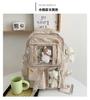Backpacks Candy Color Sweet Cute School Bags Large Capacity Multi-pockets Water Proof Students College Korean Style(Without Toy Accessories)