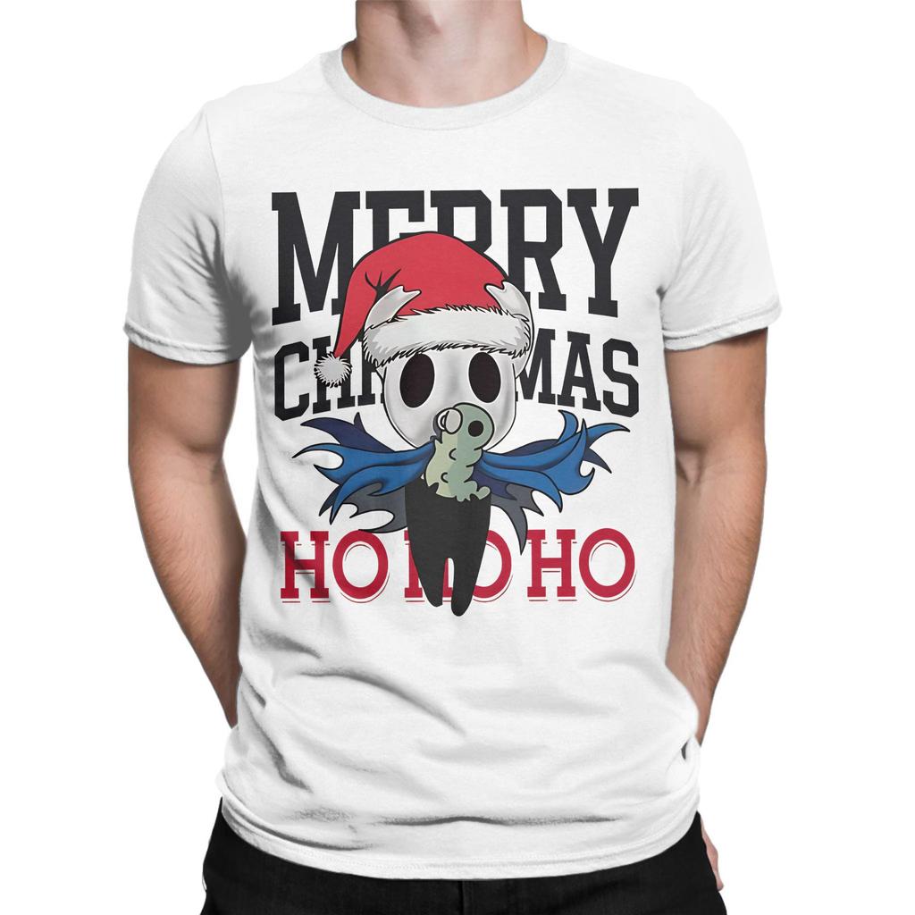 Men Women Print Hollow Knight Merry Christmas  T Shirt Tee Pure Cotton  T-shirts Clothes