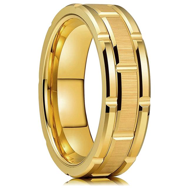 Moda 8mm masculino vermelho sulco borda chanfrada aço inoxidável celta dragão anel zircon inlay vermelho anel de fibra carbono masculino casamento banda