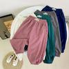 Kinder Koreanischer Stil Gerippte Fleece-Sweathose mit Elastischem Bund - Sportliche Freizeitkleidung