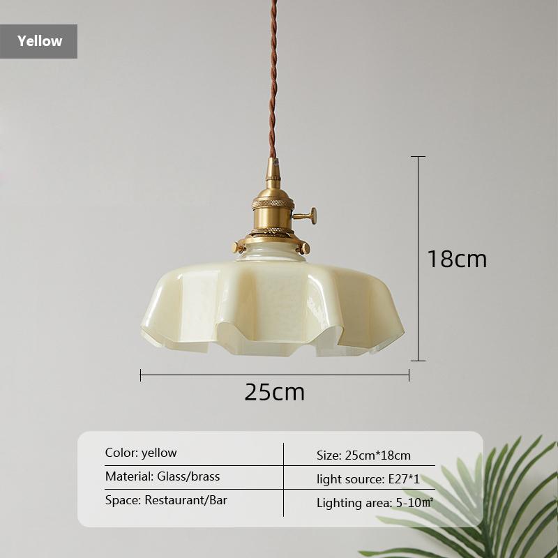 French Glass Pendant Light Retro Lustre For Dining Room Homestay Restaurant Balcony Bedside Aisle Bay Window brass ceiling lamp