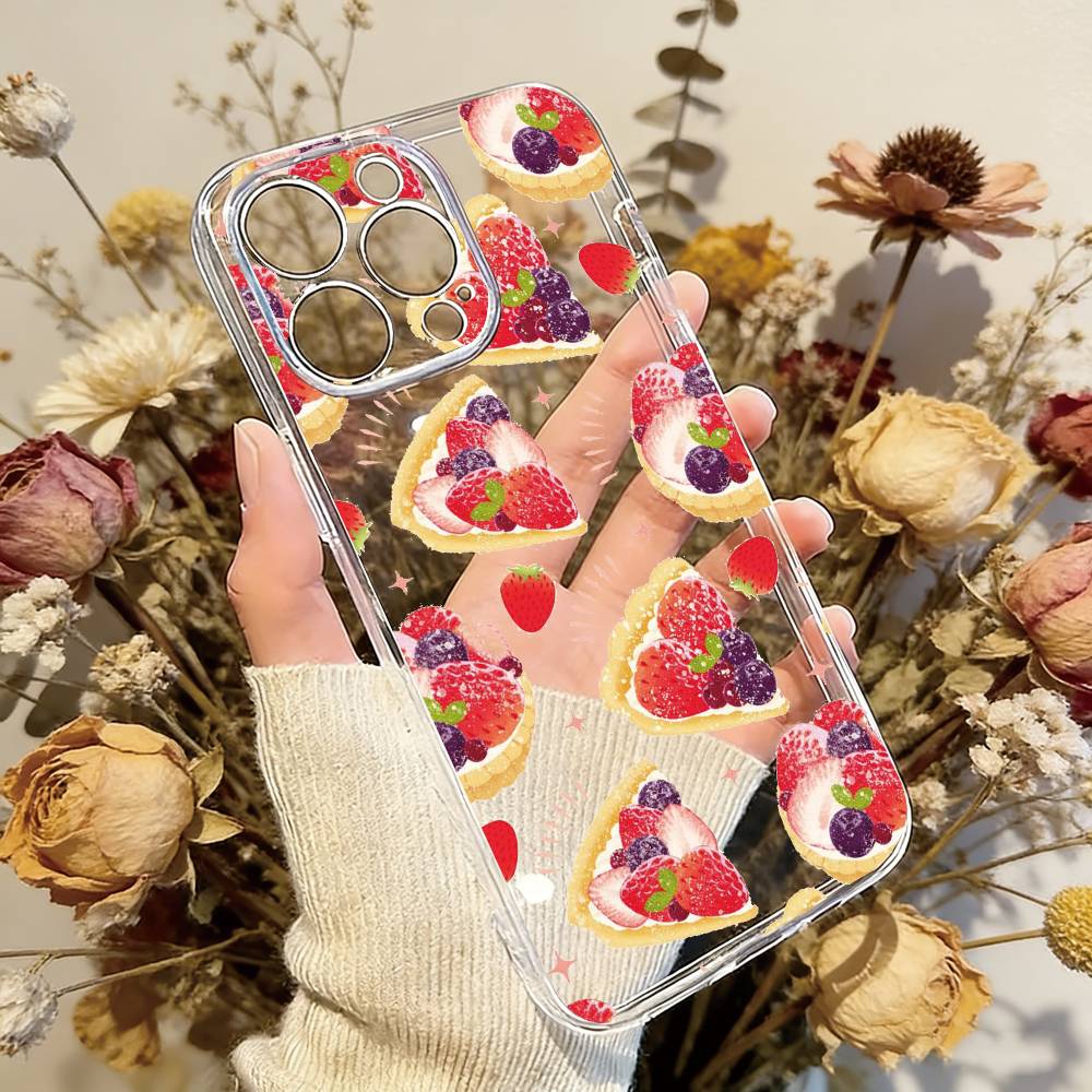 Cute Cake Phone Case Transparent Silicone Soft For iPhone 17 16 15 14 13 12 11 Mini Pro Max Plus