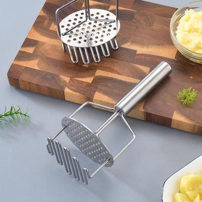 Stainless Steel Double Layered Potato Masher Wavy Pressure Handheld Mud Potato Presser Sturdy Grips Manual Potato Masher