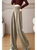 Women's High Waist Chenille Fleece Knit Casual Wide Leg Pants - Autumn/Winter Slim Fit