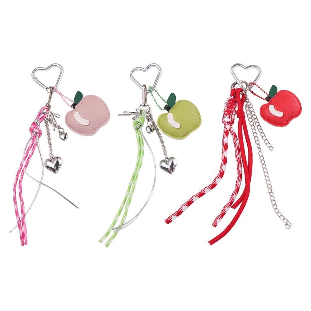PU Leather Fruit Handmade Keychain Heart Braided Rope Car Keyrings  Girls Couple Girlfriends