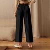 Women's Summer Solid Color External Pocket Loose High Waist Wide Leg Formal Straight Pants