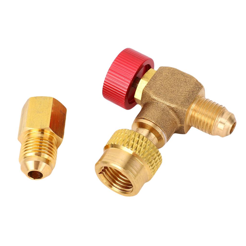 Cooling Fluid Charging Valve 90 Degree Brass Alloy HVAC Control Valve for R22 R32 R410