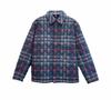Checked Long Sleeve Cotton Coat Men Dark Blue 80841881
