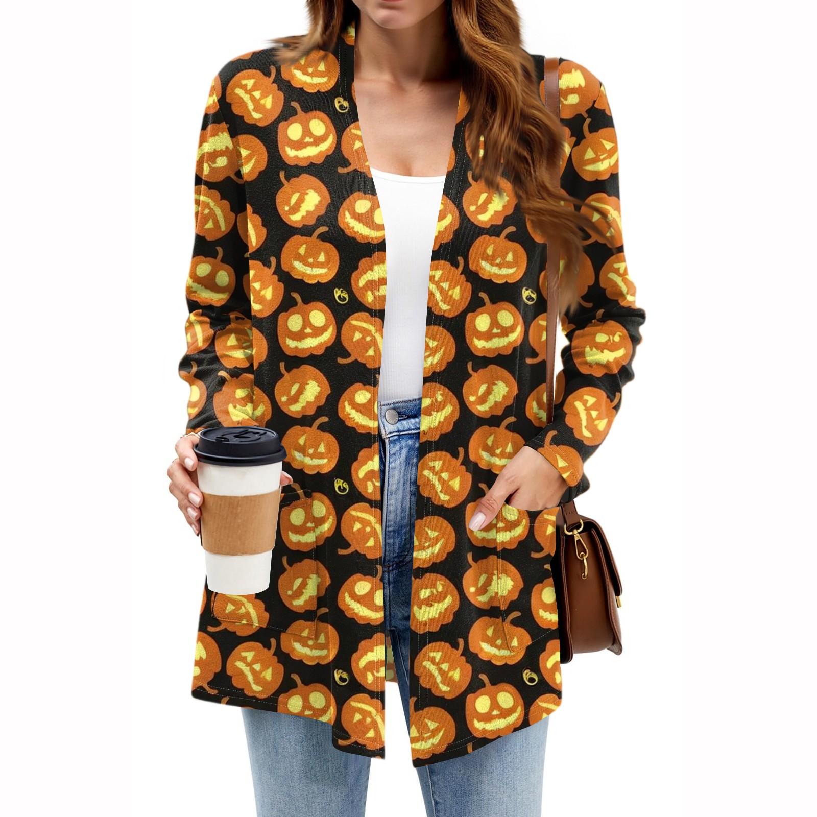 

Женские легкие кардиганы с открытой передней частью, с длинными рукавами, повседневные, свободные, тонкие кардиганы с карманами M оранжевый