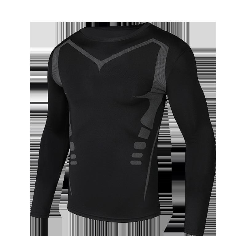 Long Sleeve Fitness Clothing Men's Football Basketball Sports Short Sleeve Running Quick Drying Clothes Tights Night Running Training Clothes