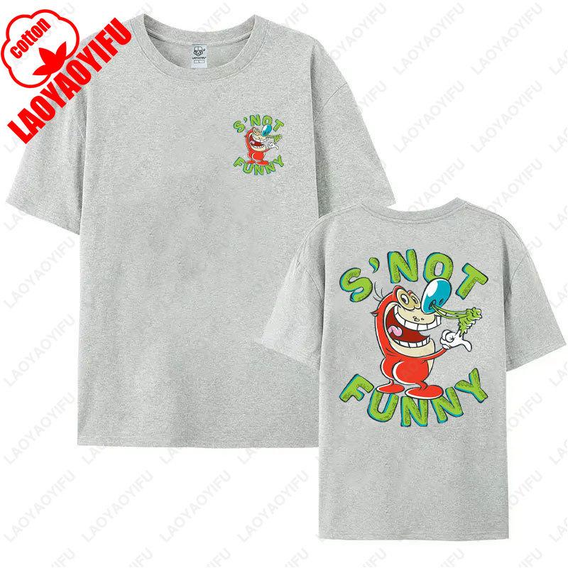 80s Ren Stimpy Show Television Nickelodeon Cartoon Double Sided Tshirt Medium Harajuku Lovely Summer Style Hipster Cotton Tees