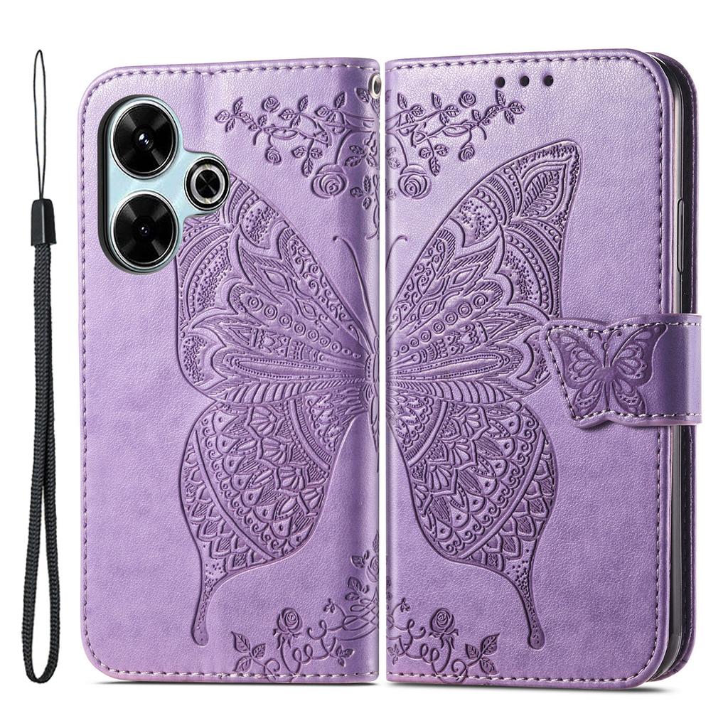 For Xiaomi Redmi 13 5G/13 4G Case Stand PU Leather Phone Cover Butterfly and Flower Imprinted