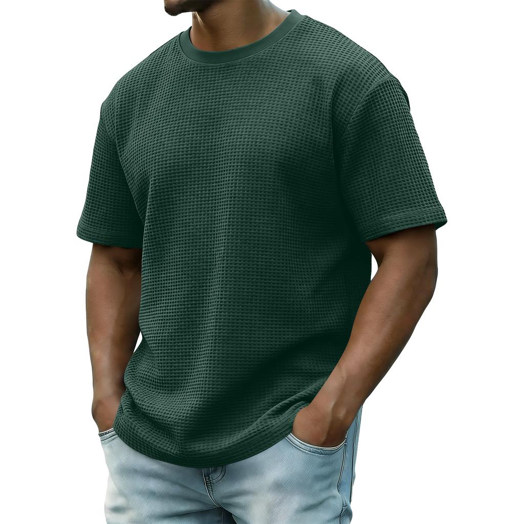Men's Summer Short-Sleeve Top Men's Casual Fashion Textured Short-Sleeve Top
