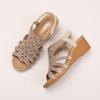 Bohemian style sweet sandals women's summer new rhinestone platform muffin bottom slope heel Roman shoes