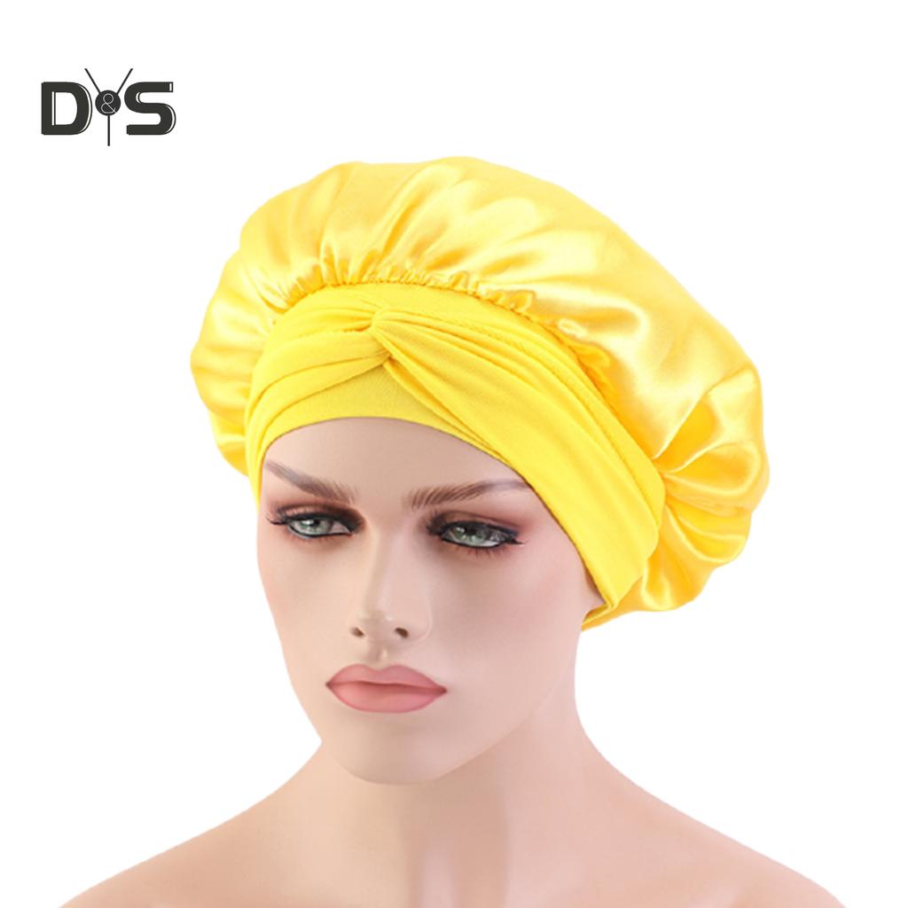 Femmes satin de soie nuit sommeil Cap Cheveux Bonnet Chapeau Head Cover large bande élastique US Femmes satin de soie nuit sommeil Cap Cheveux Bonnet Chapeau Head Cover large bande élastique US