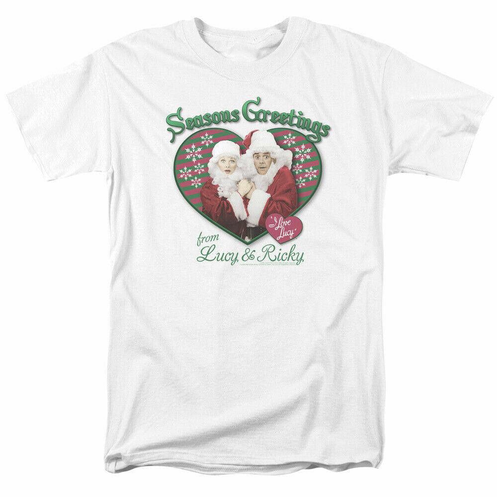I Love Lucy Seasons Greetings Holiday T Shirt Licensed Funny TV Show Tee White XL