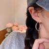 Korean Irregular Silver Circle Earrings Female Cold Wind Internet Celebrity Wide Face Earrings Trend Personality Ears