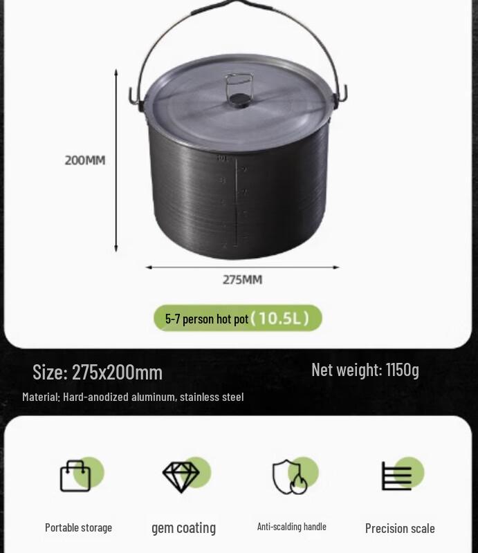 ALOCS Portable Camping Hanging Pot
