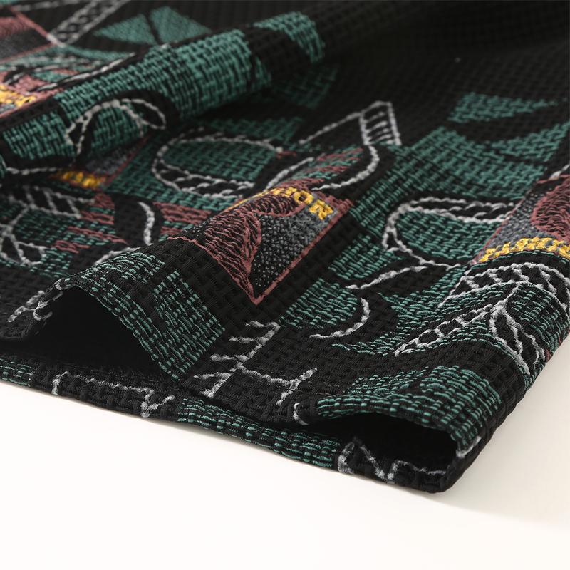 Men's Plus Size Waffle Knit Geometric Print T-Shirt – Casual Crew Neck Short Sleeve Tee (5XL-13XL)