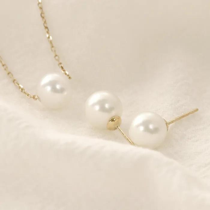 [14K gold] Daily Pearl Earrings